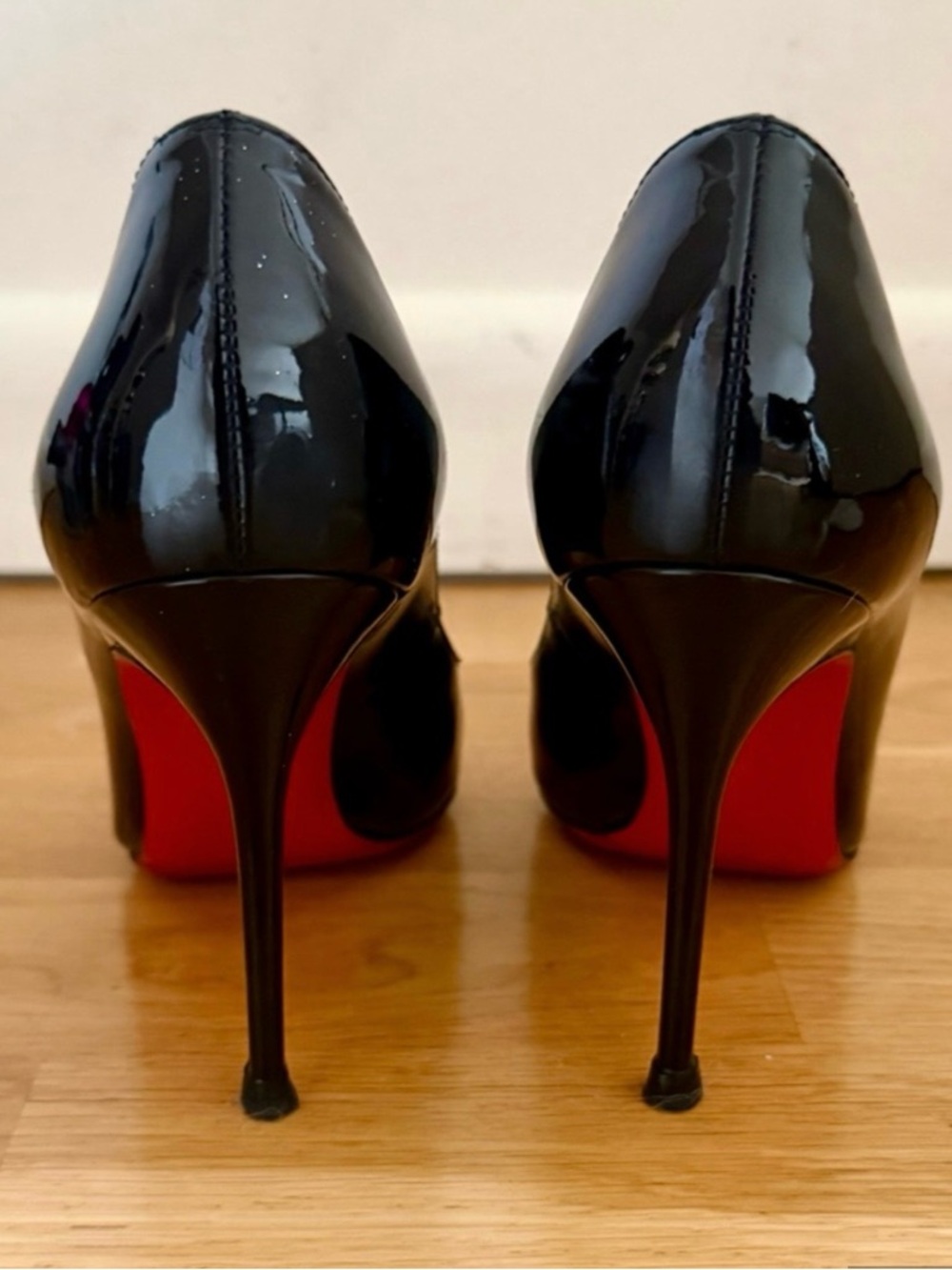 CHRISTIAN LOUBOUTIN Kate 100 Black Patent Pumps - 35 - Picture 4 of 7